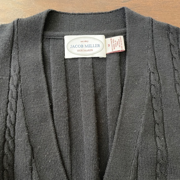 Jacob Miller Men's Black 100% Xtrafine Merino Wool Button Sweater Vest Sz Medium - Picture 6 of 10